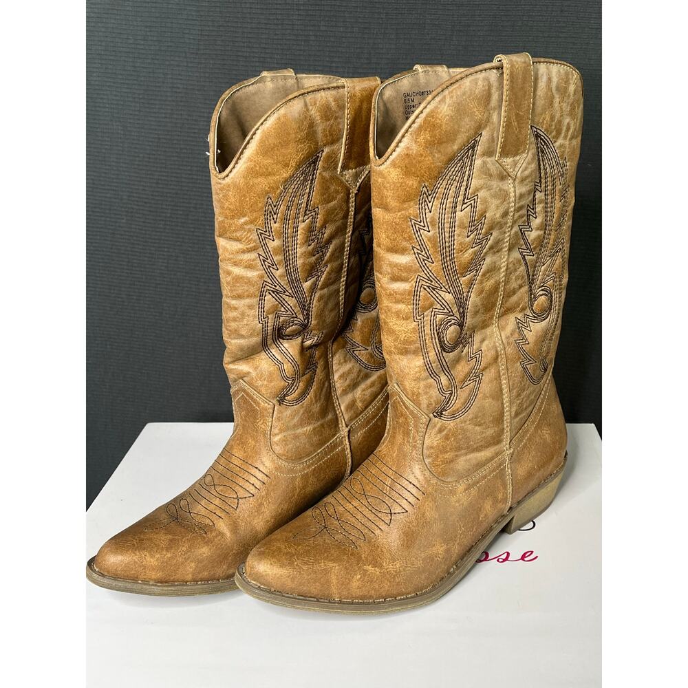 Coconuts by Matisse cowgirl boots, tan, size 6.5, EUC